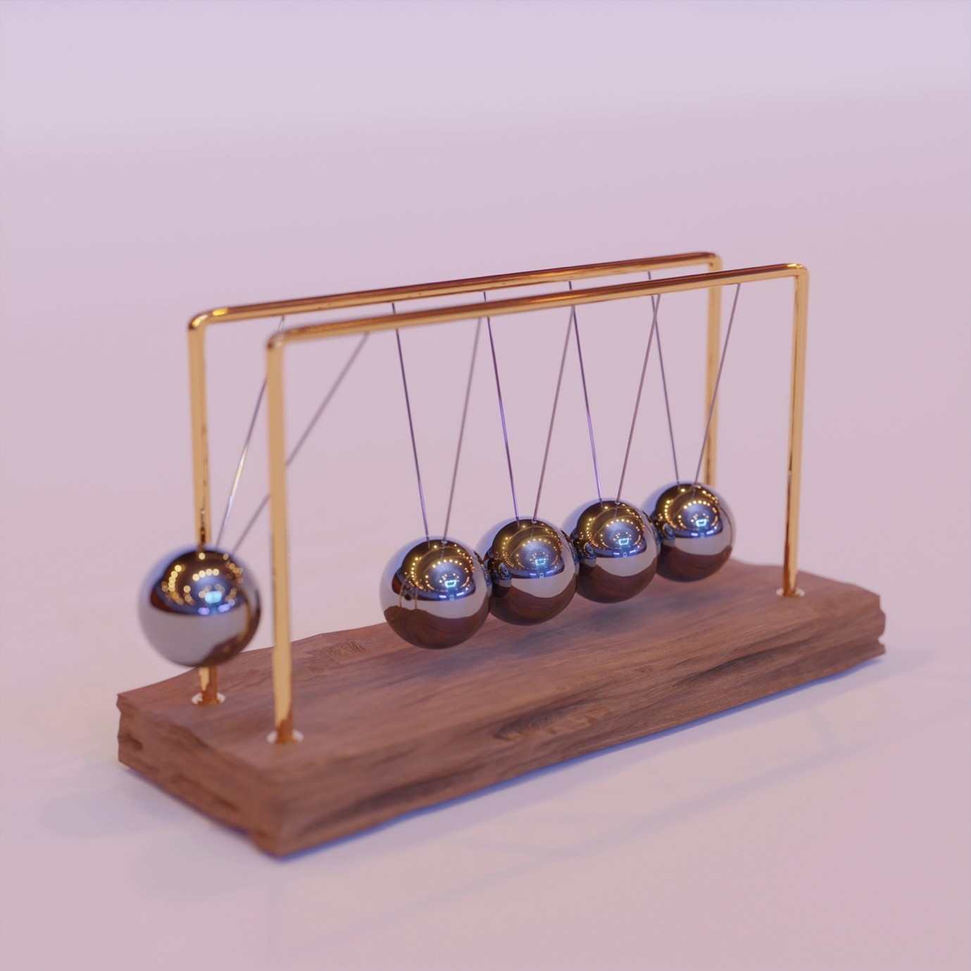 A Newton's cradle demonstrating momentum